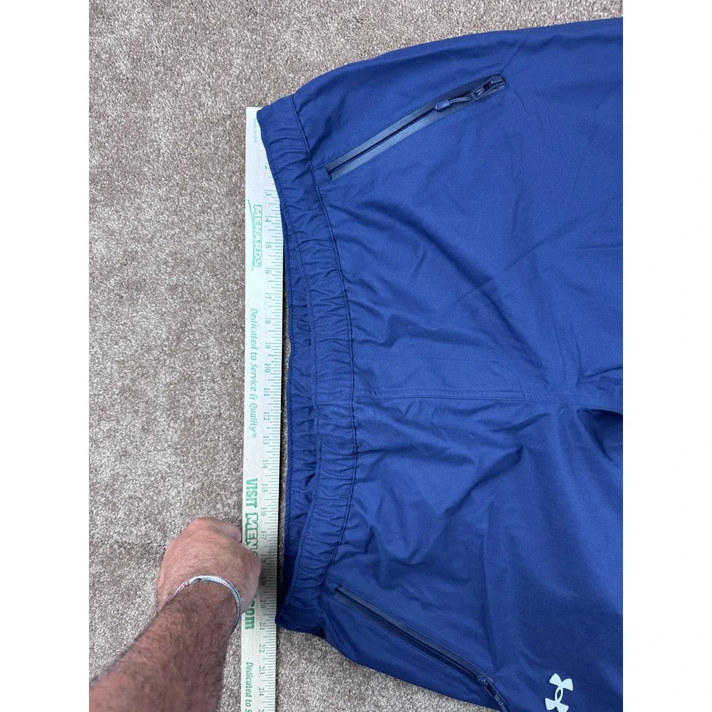 Under Armour Mens XXL Navy Blue Loose Fit Storm Track Pants Ankle Zip Athletic